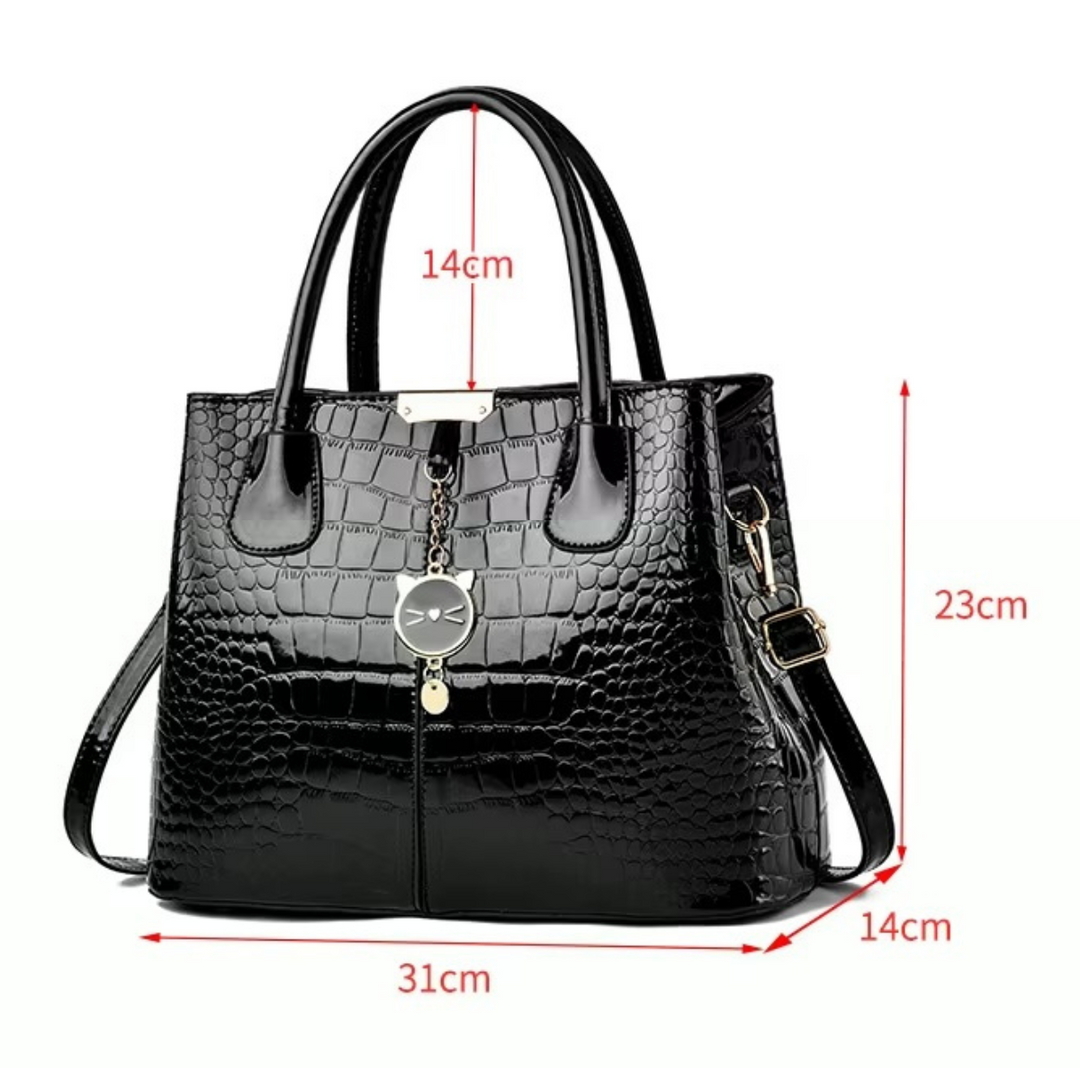 Claribel™️ | Shiny Patent Leather Tote Bag