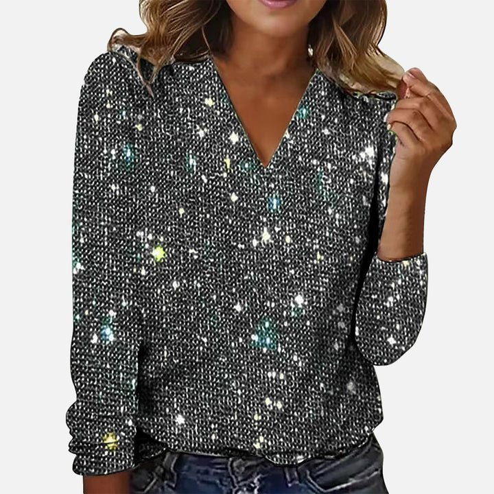 Rubina™️ | Festive Sparkle V-Neck Blouse