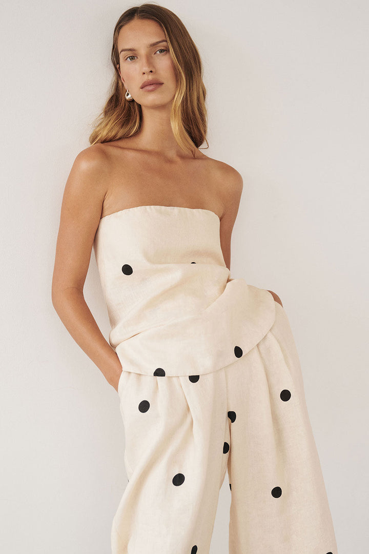 PolkaLuxe™ | Chic Strapless Polka Dot Two-Piece Set