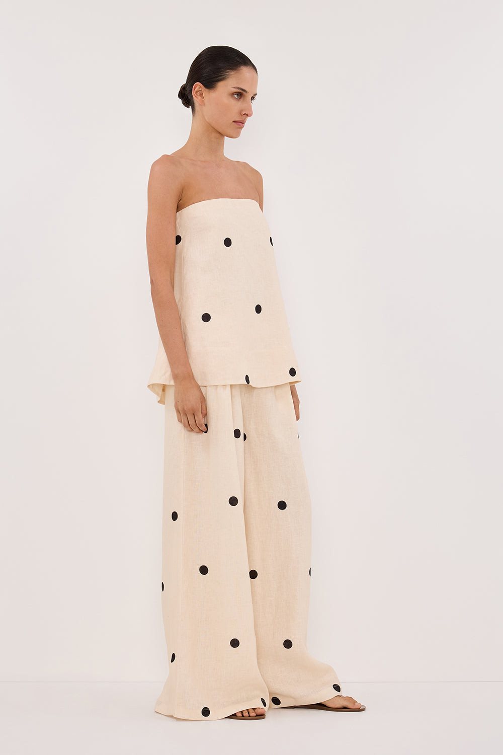 PolkaLuxe™ | Chic Strapless Polka Dot Two-Piece Set