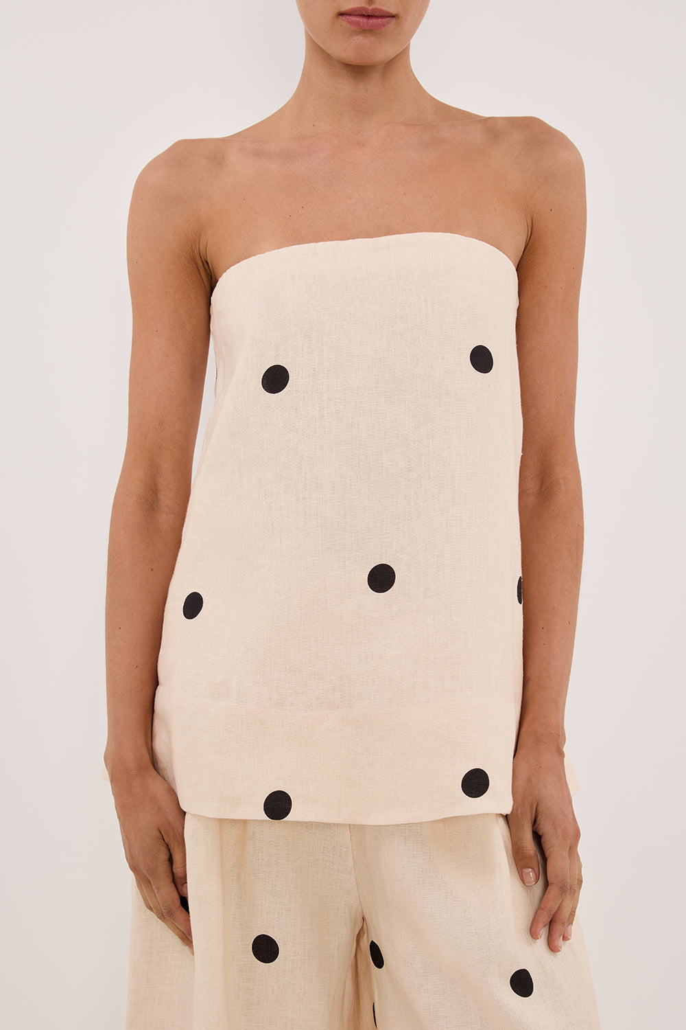 PolkaLuxe™ | Chic Strapless Polka Dot Two-Piece Set