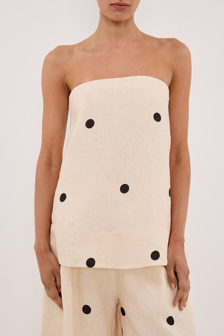 PolkaLuxe™ | Chic Strapless Polka Dot Two-Piece Set