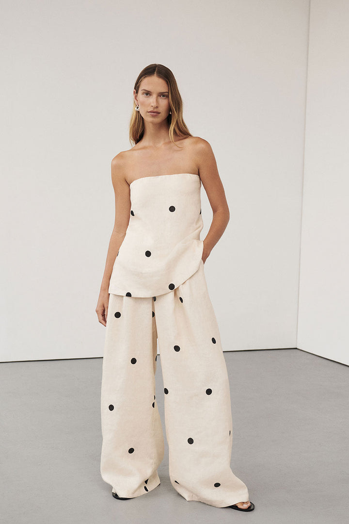 PolkaLuxe™ | Chic Strapless Polka Dot Two-Piece Set