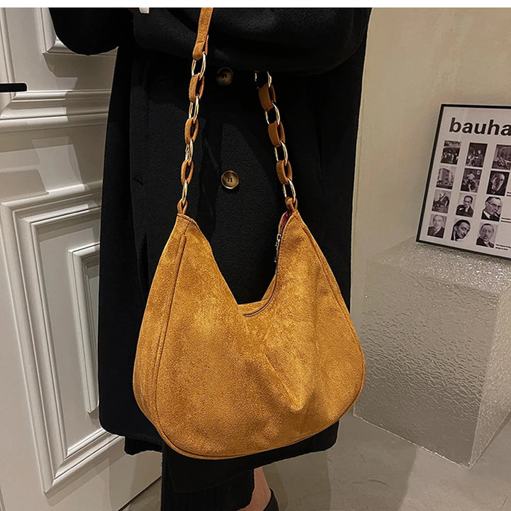 Vivenza™️ | Retro Suede Crescent Shoulder Bag