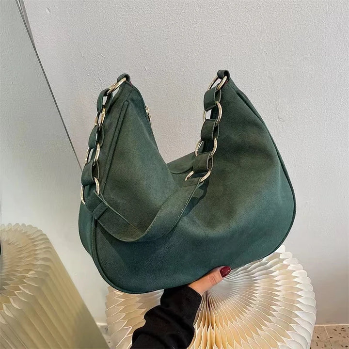 Vivenza™️ | Retro Suede Crescent Shoulder Bag