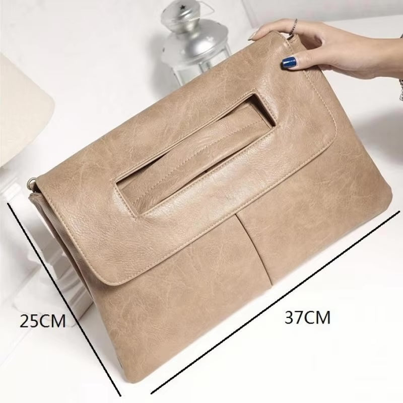 Renata™ | Sleek Oversized Vegan Leather Clutch
