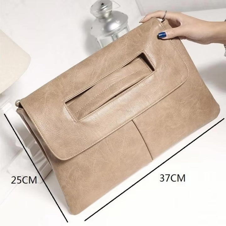 Renata™ | Sleek Oversized Vegan Leather Clutch