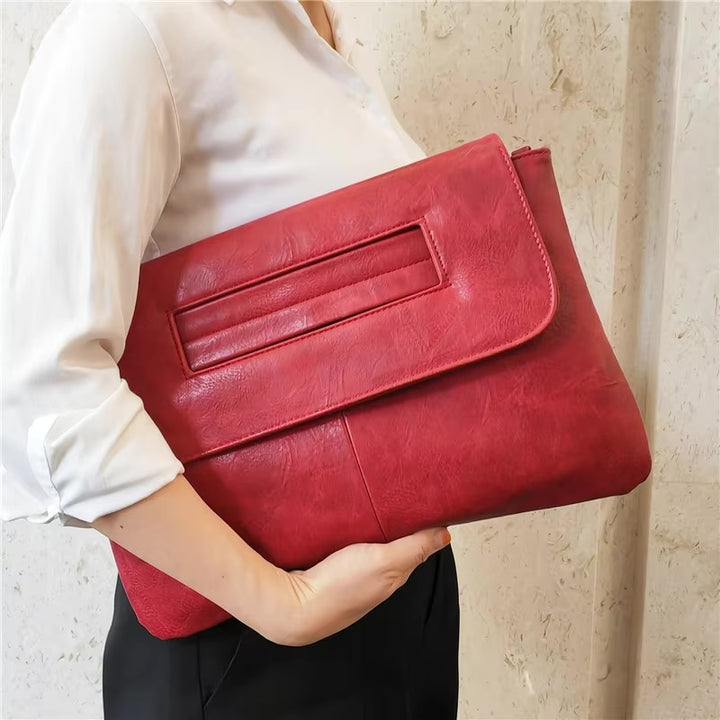 Renata™ | Sleek Oversized Vegan Leather Clutch