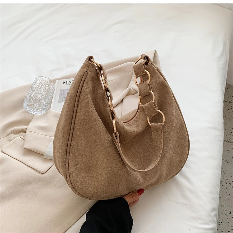 Vivenza™️ | Retro Suede Crescent Shoulder Bag