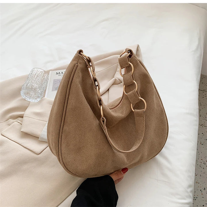 Vivenza™️ | Retro Suede Crescent Shoulder Bag