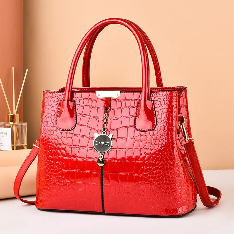Claribel™️ | Shiny Patent Leather Tote Bag