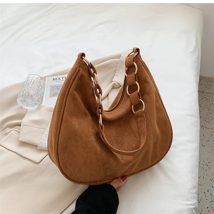 Vivenza™️ | Retro Suede Crescent Shoulder Bag
