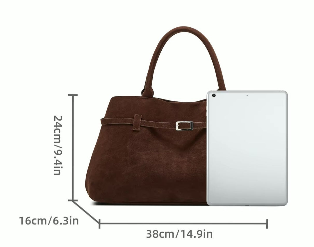 Milana™️ | Buckle Accent Faux Suede Tote