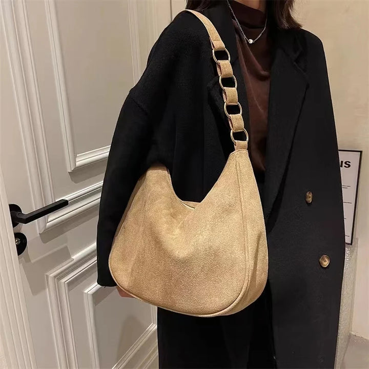 Vivenza™️ | Retro Suede Crescent Shoulder Bag