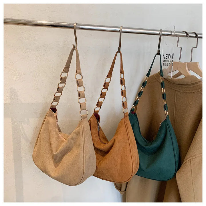 Vivenza™️ | Retro Suede Crescent Shoulder Bag