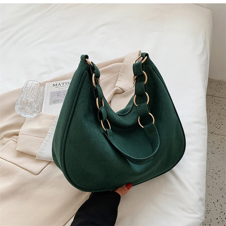 Vivenza™️ | Retro Suede Crescent Shoulder Bag