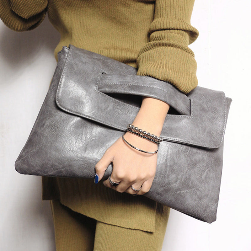 Renata™ | Sleek Oversized Vegan Leather Clutch