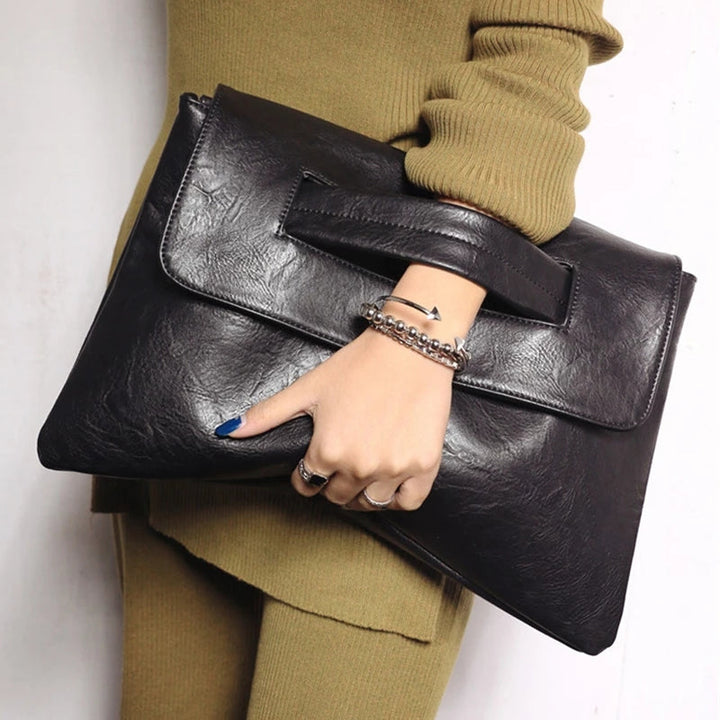 Renata™ | Sleek Oversized Vegan Leather Clutch
